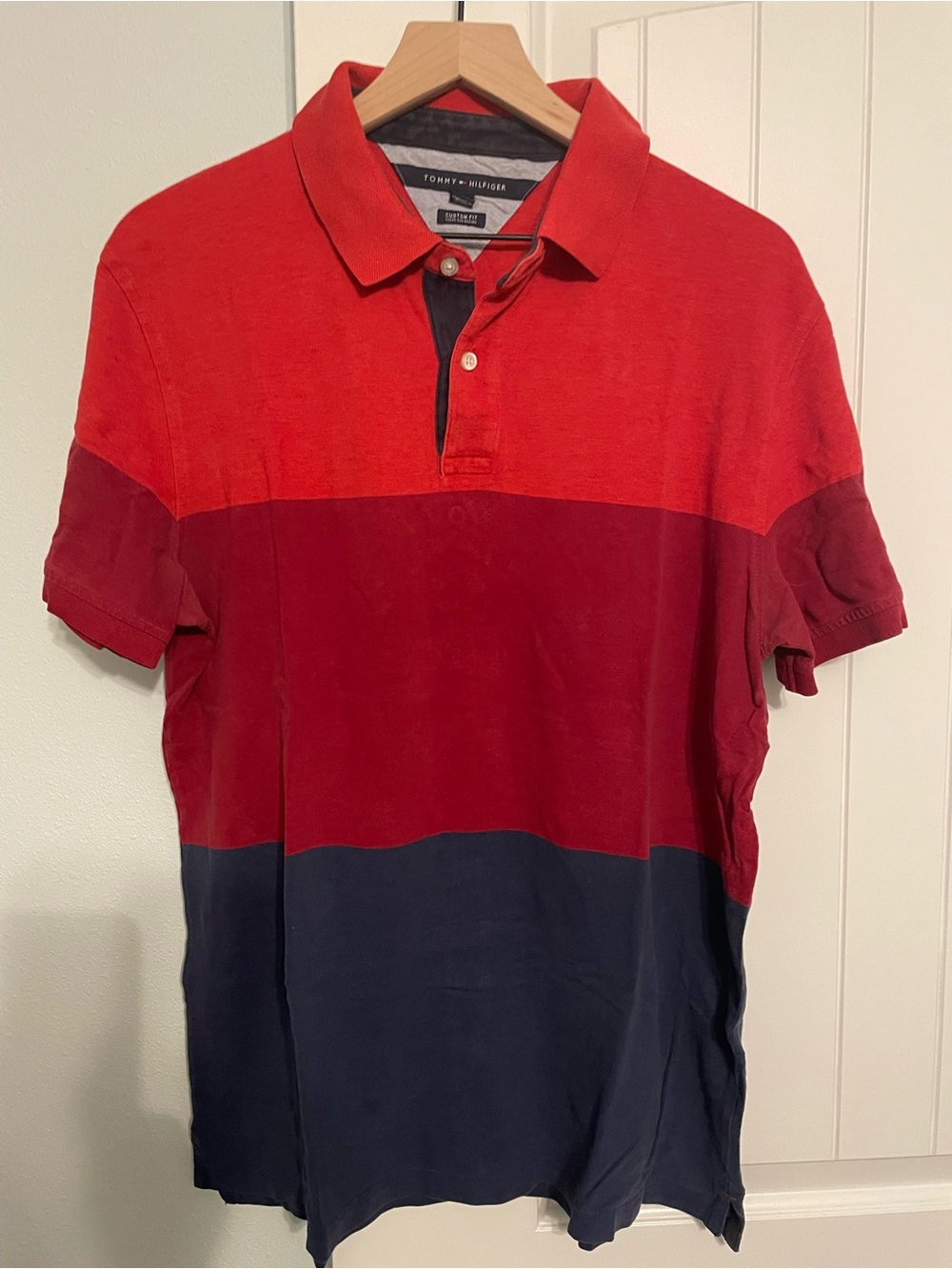 Tommy Hilfiger Men’s Red / Maroon / Navy Colorblock Polo